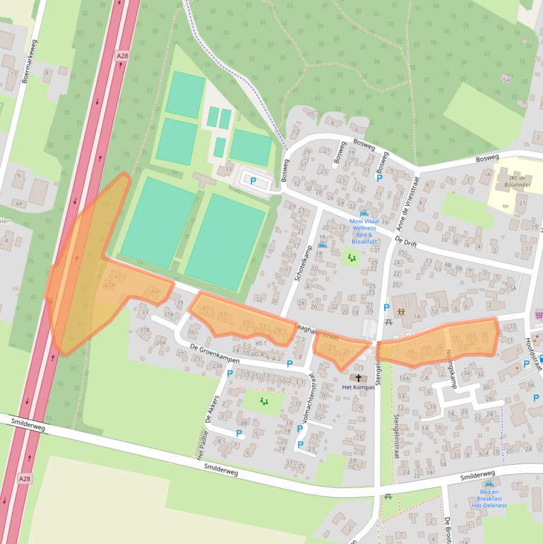 Kaart van postcodegebied 9414AJ.