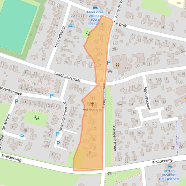 Kaart van postcodegebied 9414AT.