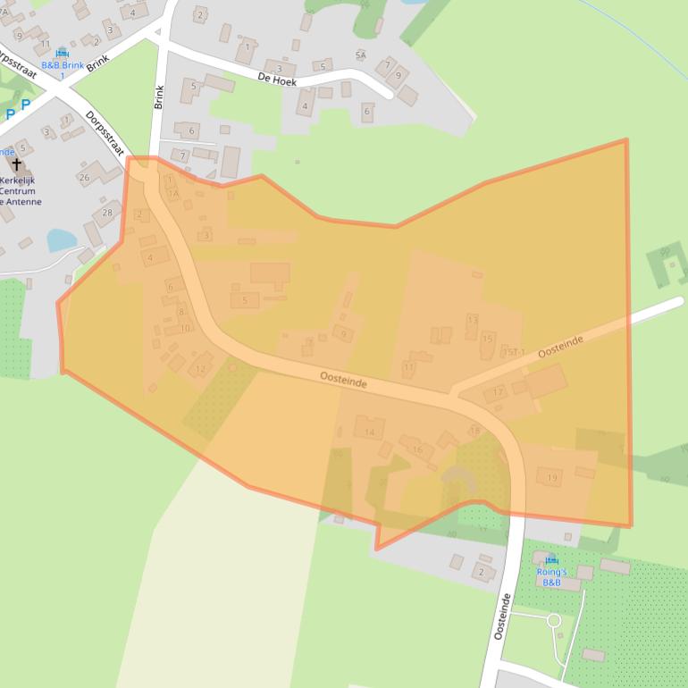 Kaart van postcodegebied 9415PA.