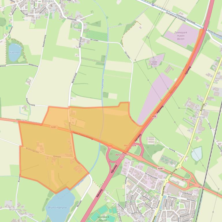 Kaart van postcodegebied 9415TA.