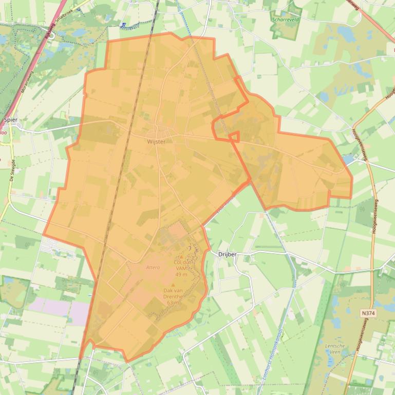 Kaart van postcodegebied 9418.