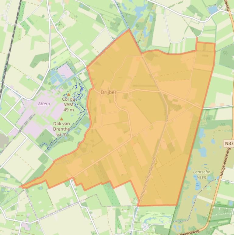 Kaart van postcodegebied 9419.