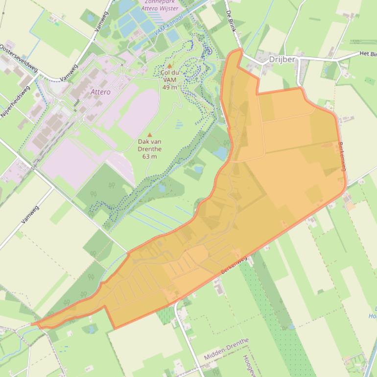 Kaart van postcodegebied 9419TG.