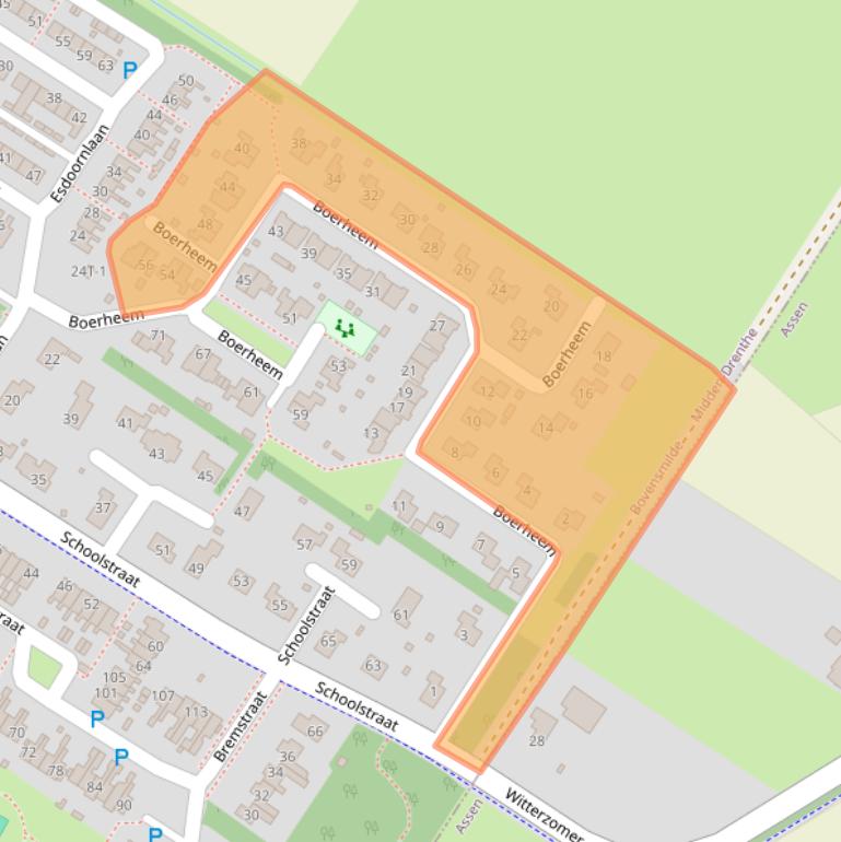 Kaart van postcodegebied 9421MA.