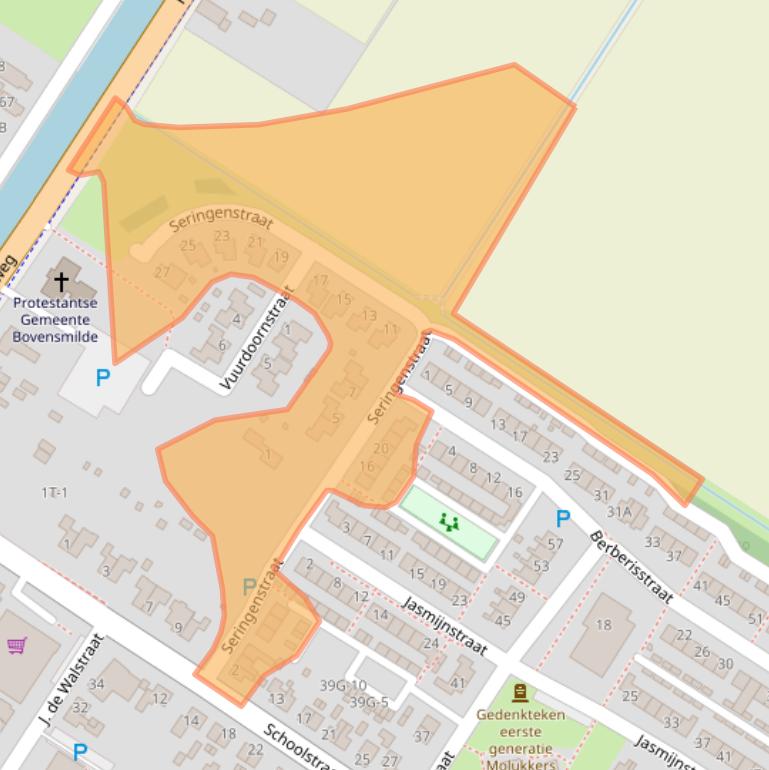 Kaart van postcodegebied 9421SJ.