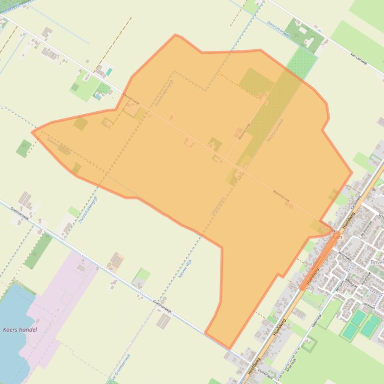 Kaart van postcodegebied 9421TJ.