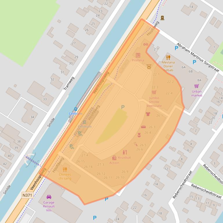 Kaart van postcodegebied 9422AB.