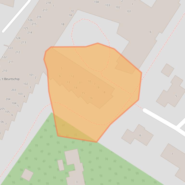 Kaart van postcodegebied 9422HX.