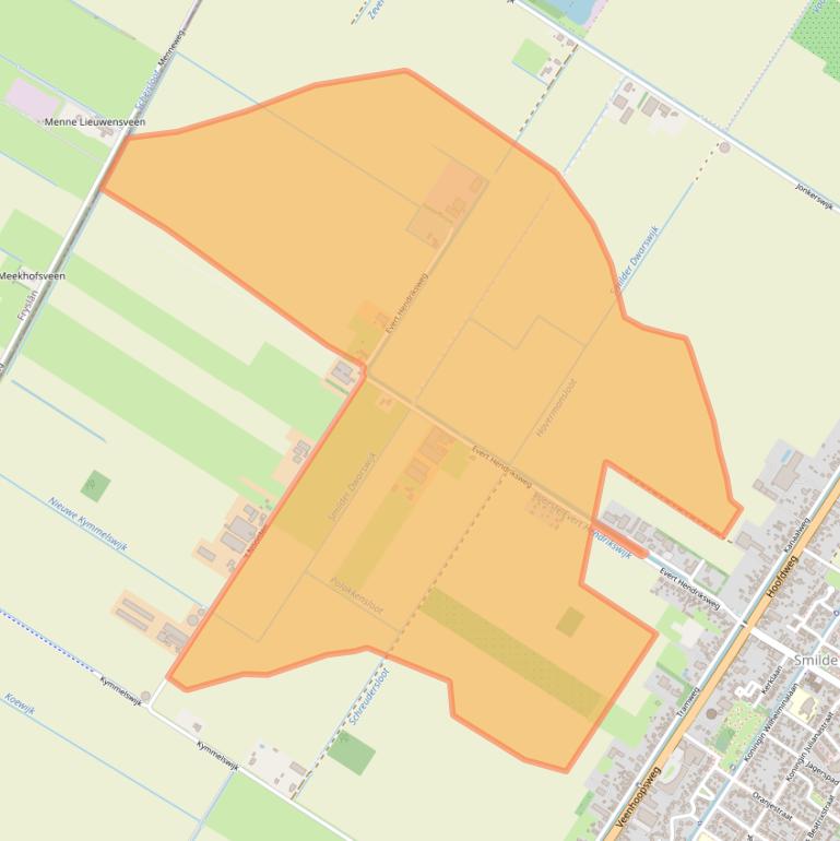 Kaart van postcodegebied 9422TB.