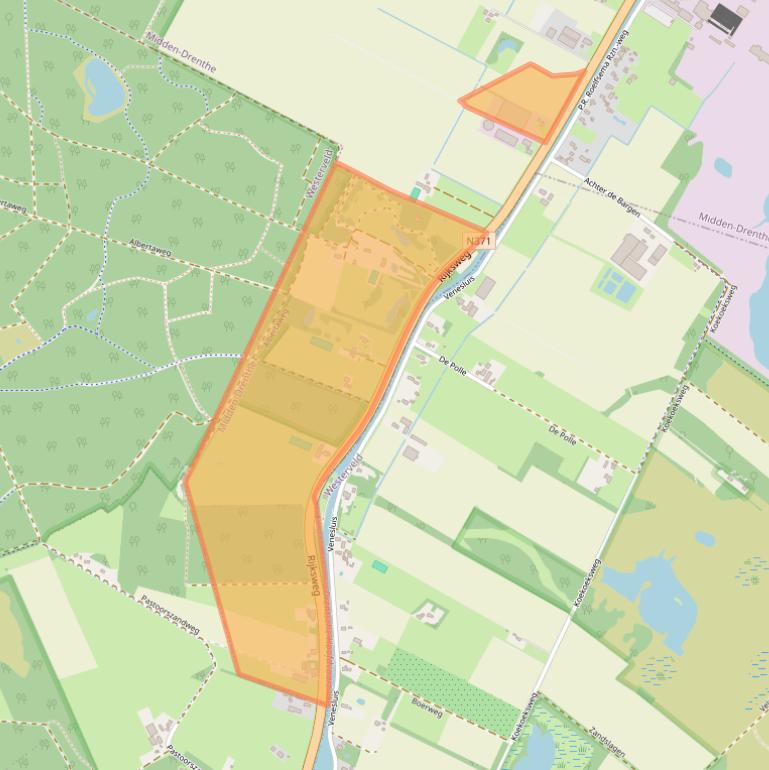 Kaart van postcodegebied 9423PJ.