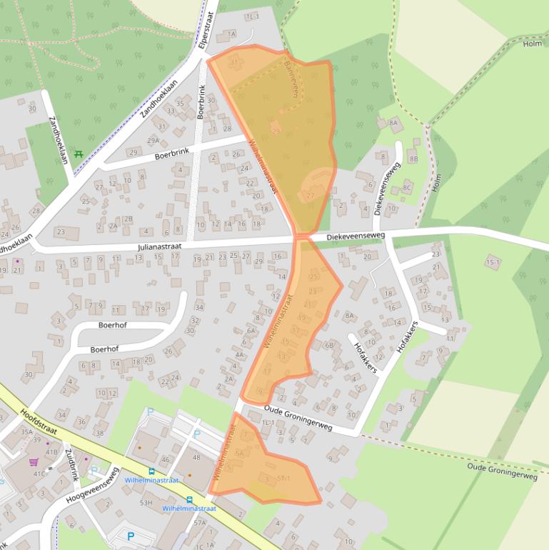 Kaart van postcodegebied 9431BA.