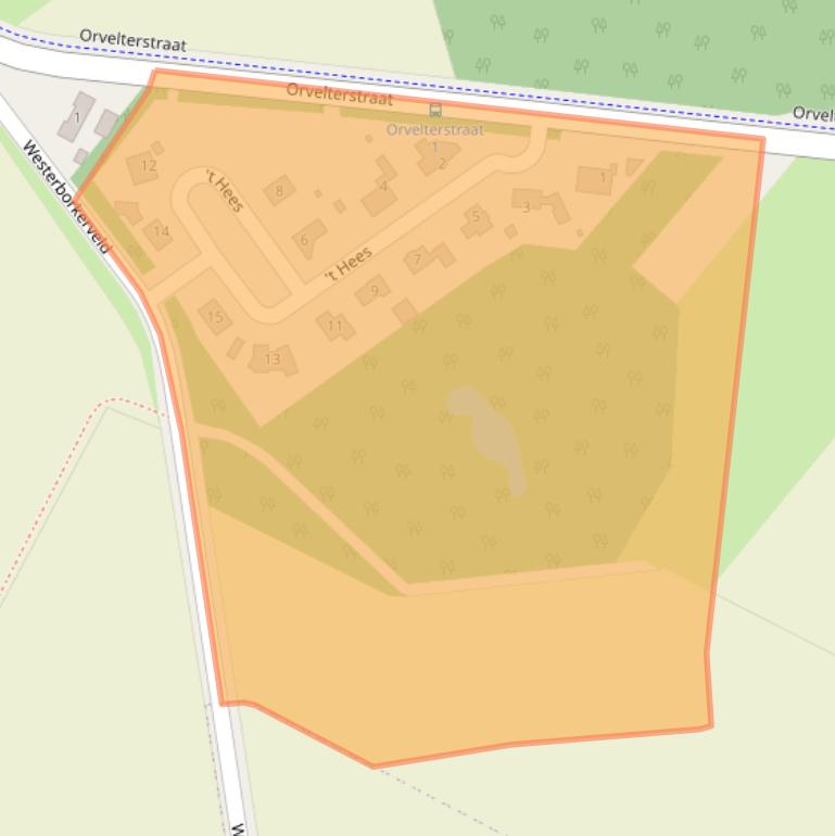 Kaart van postcodegebied 9431TT.