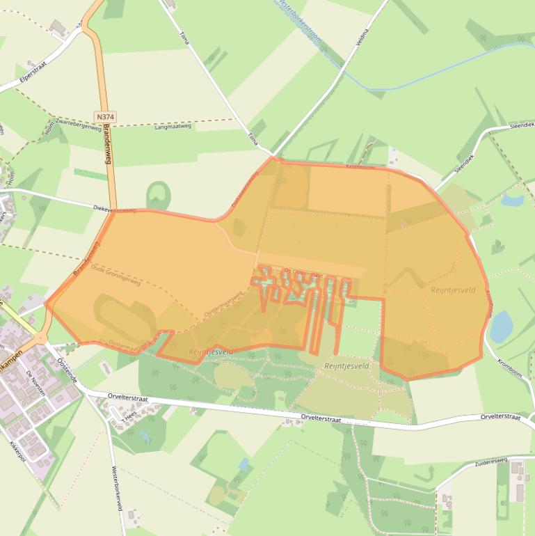 Kaart van postcodegebied 9431TV.