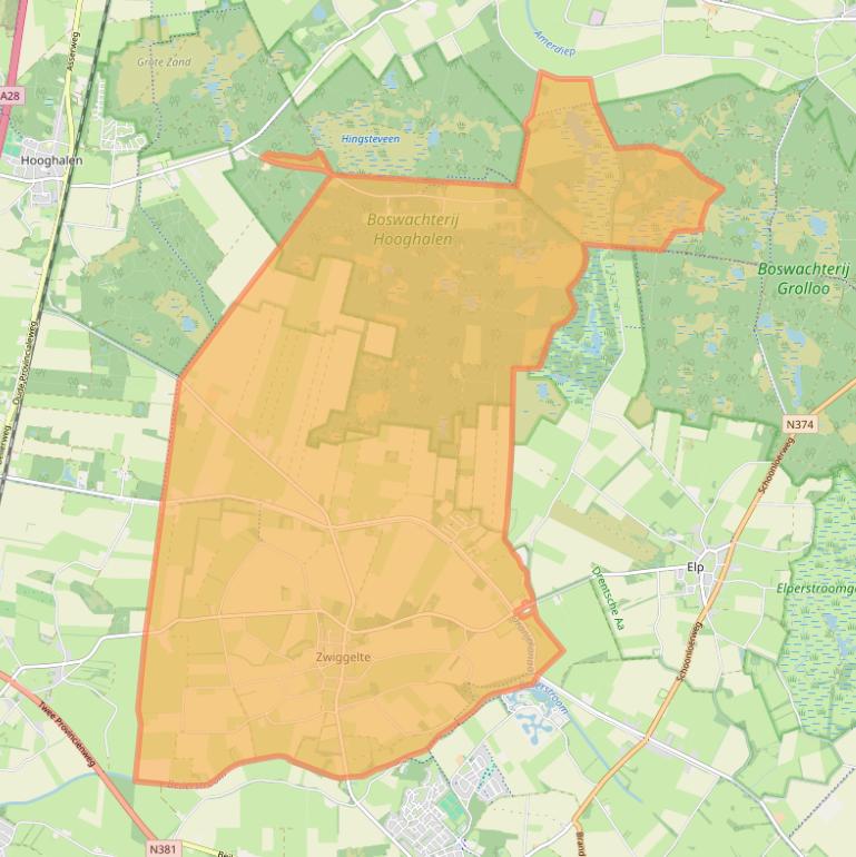 Kaart van postcodegebied 9433.