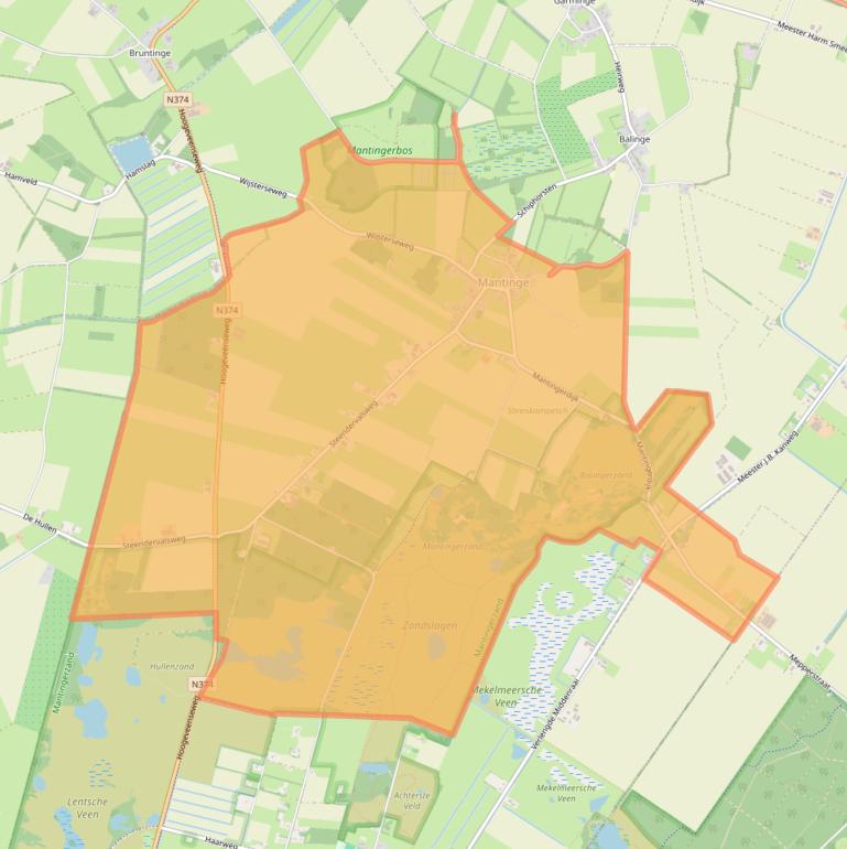 Kaartafbeelding, ingezoomd op postcodegebied 9436.
