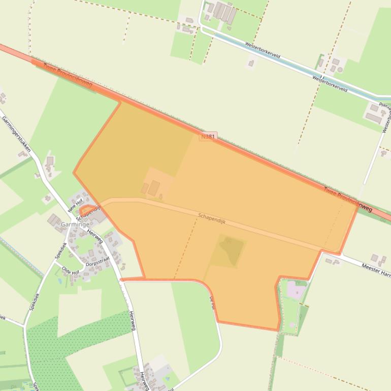 Kaart van postcodegebied 9438TB.