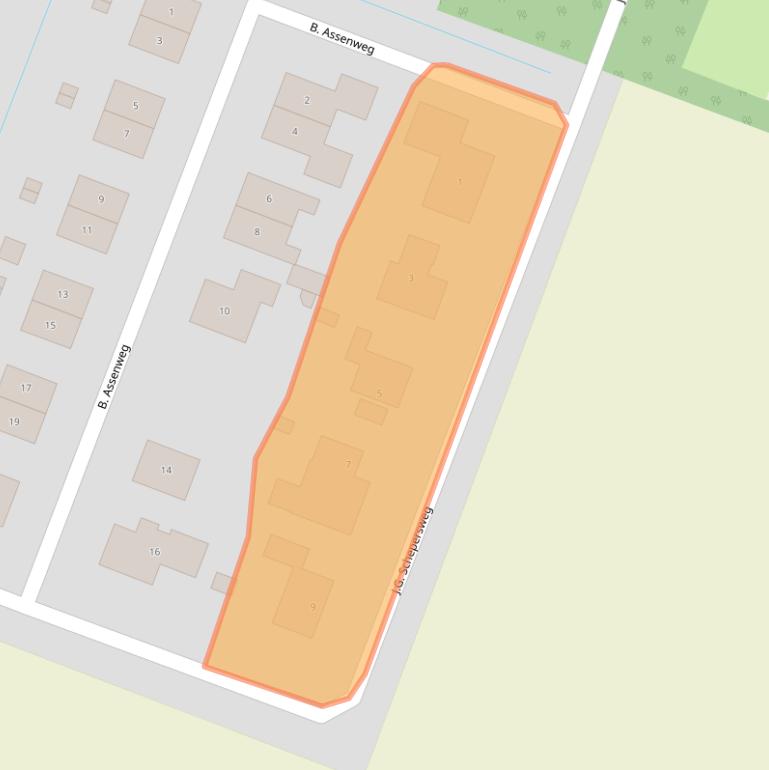 Kaart van postcodegebied 9439PM.
