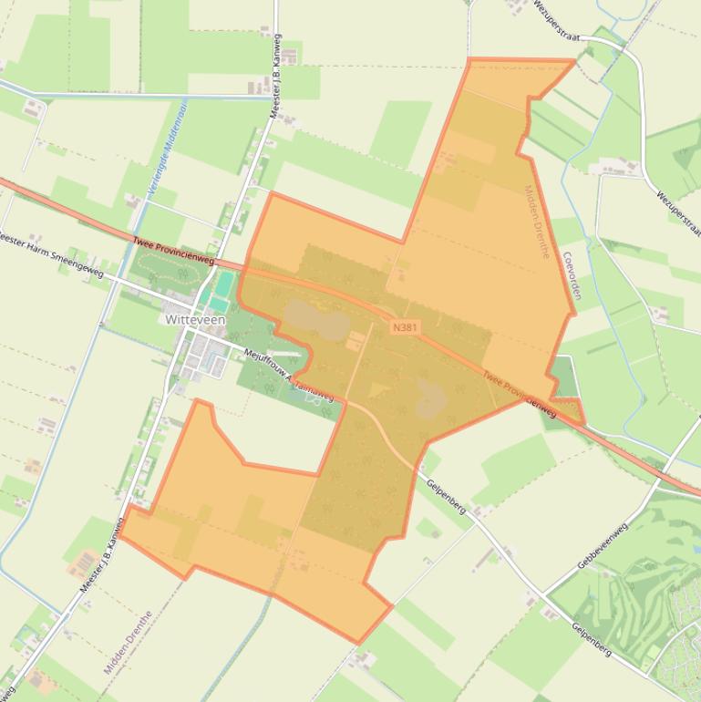 Kaart van postcodegebied 9439TL.