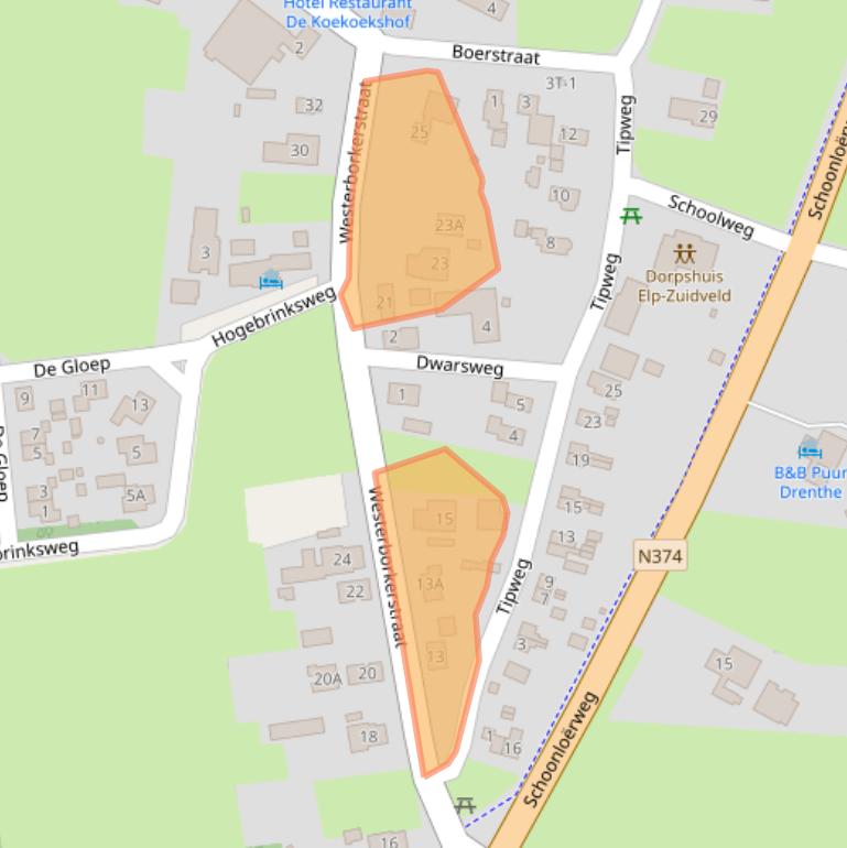 Kaart van postcodegebied 9442PM.