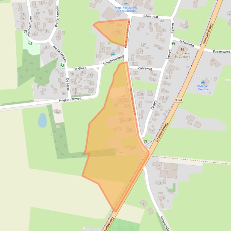 Kaart van postcodegebied 9442PN.