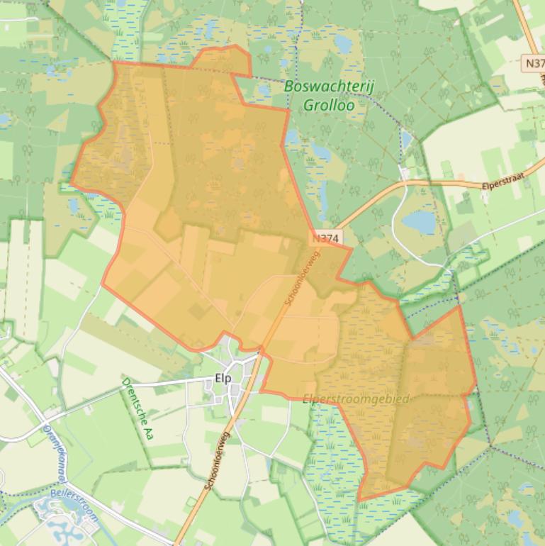 Kaart van postcodegebied 9442TL.