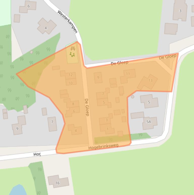 Kaart van postcodegebied 9442TP.