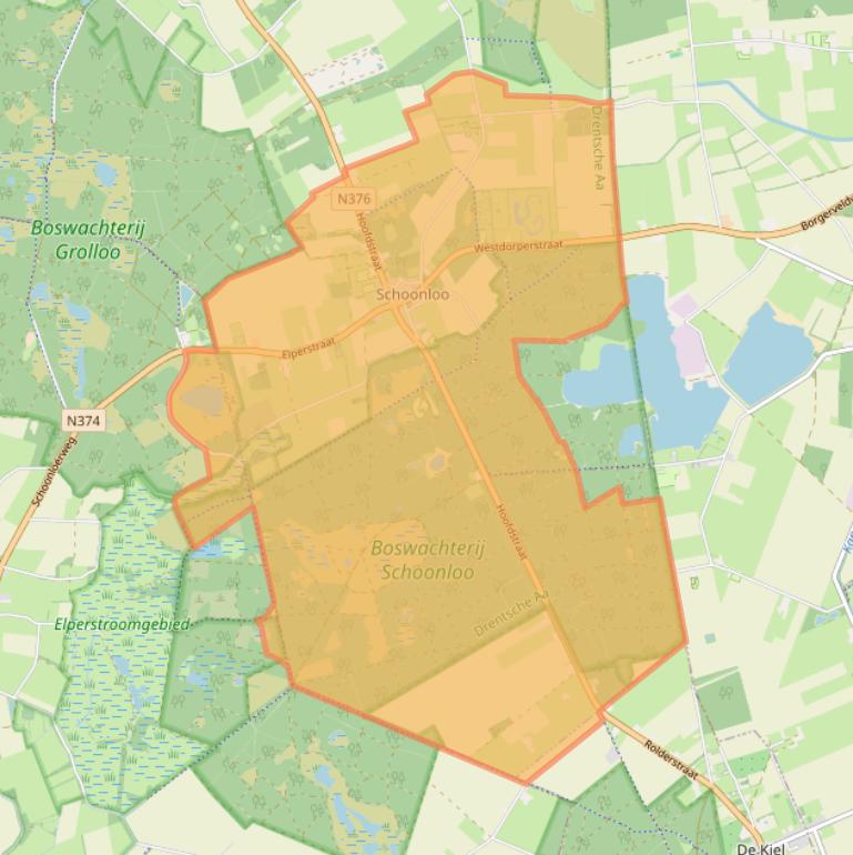 Kaart van postcodegebied 9443.