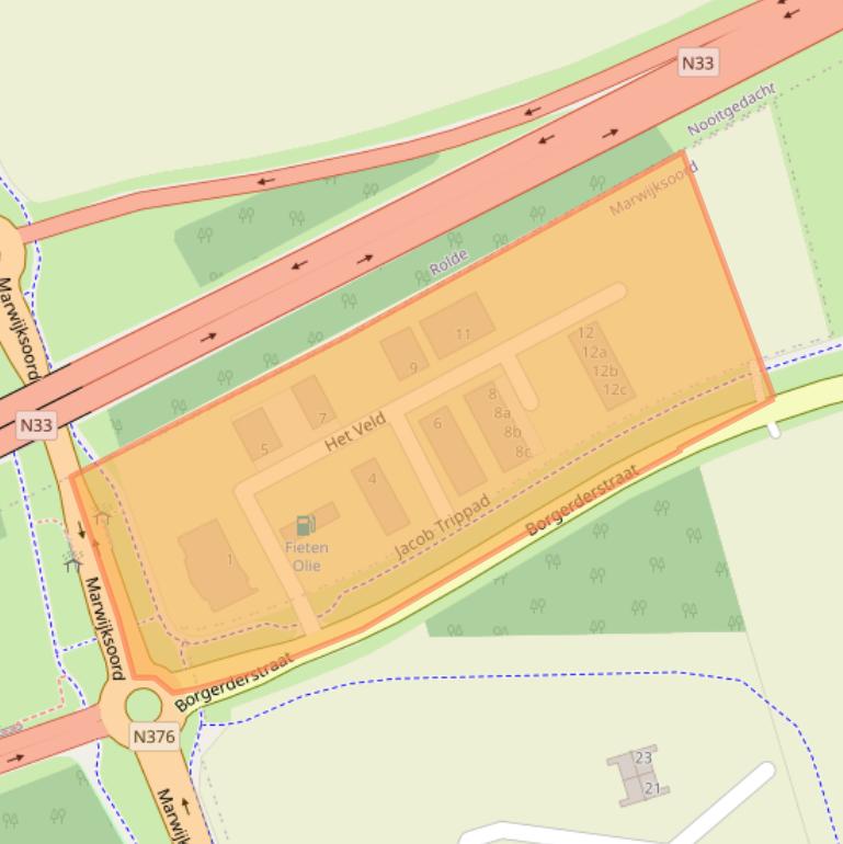 Kaart van postcodegebied 9448XC.