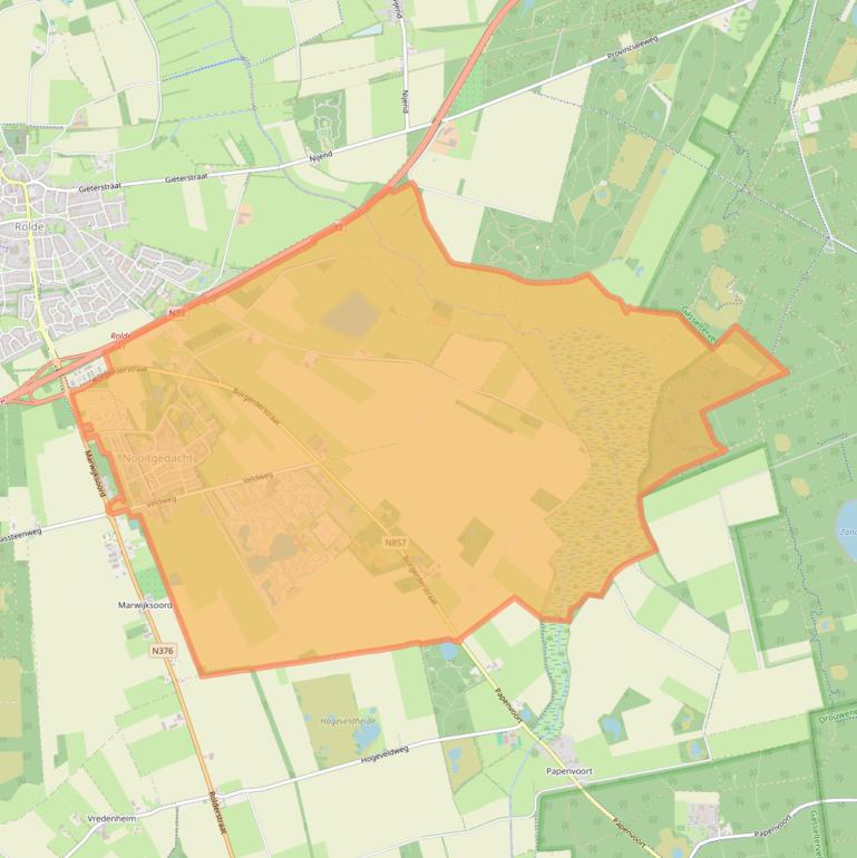Kaartafbeelding, ingezoomd op postcodegebied 9449.