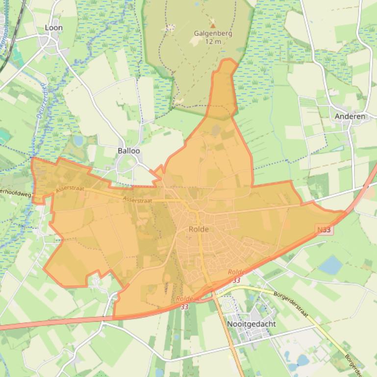 Kaart van postcodegebied 9451.