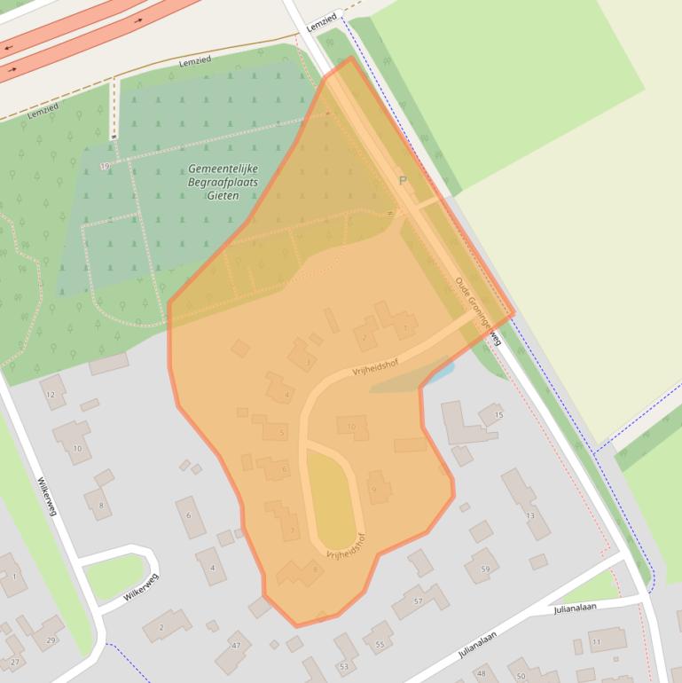 Kaart van postcodegebied 9461BX.