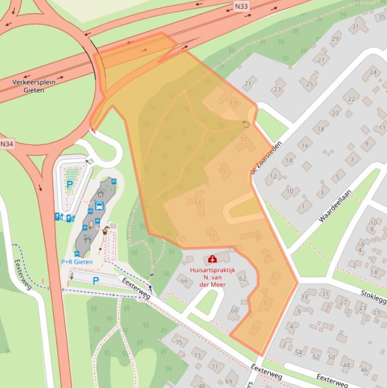 Kaart van postcodegebied 9461CR.