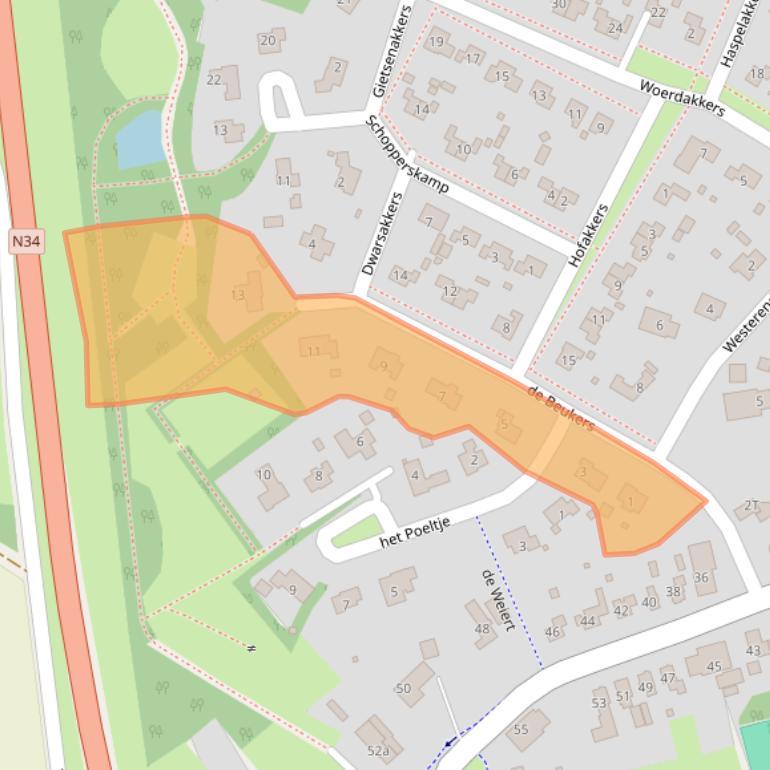 Kaart van postcodegebied 9461EP.