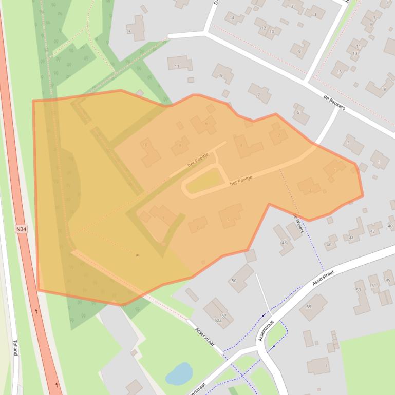 Kaart van postcodegebied 9461ES.