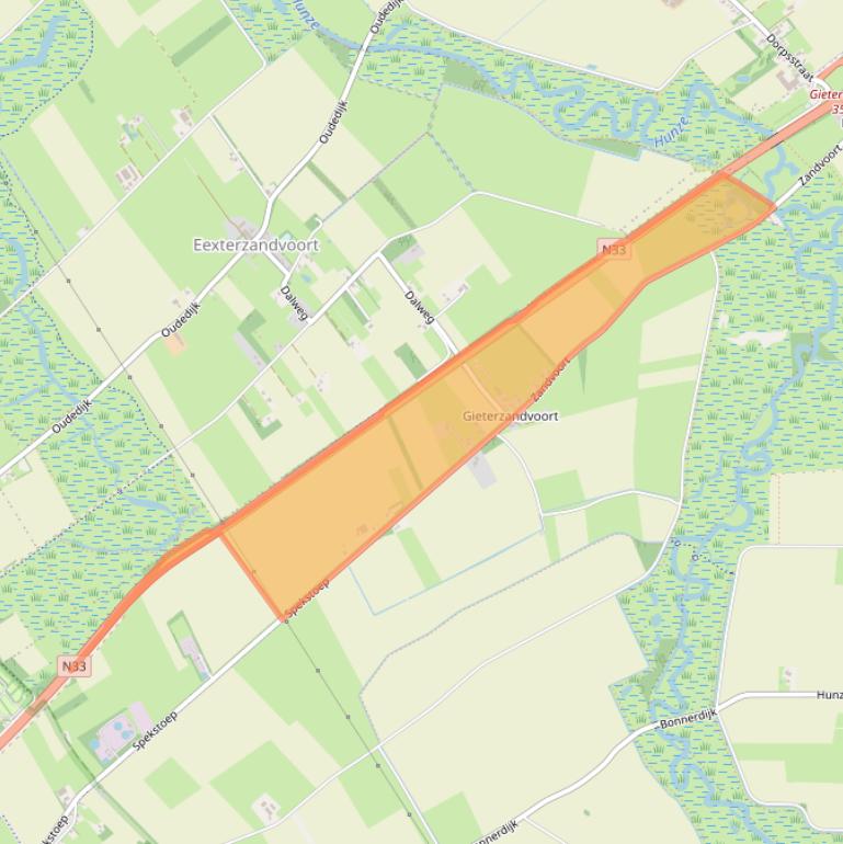 Kaart van postcodegebied 9461TA.