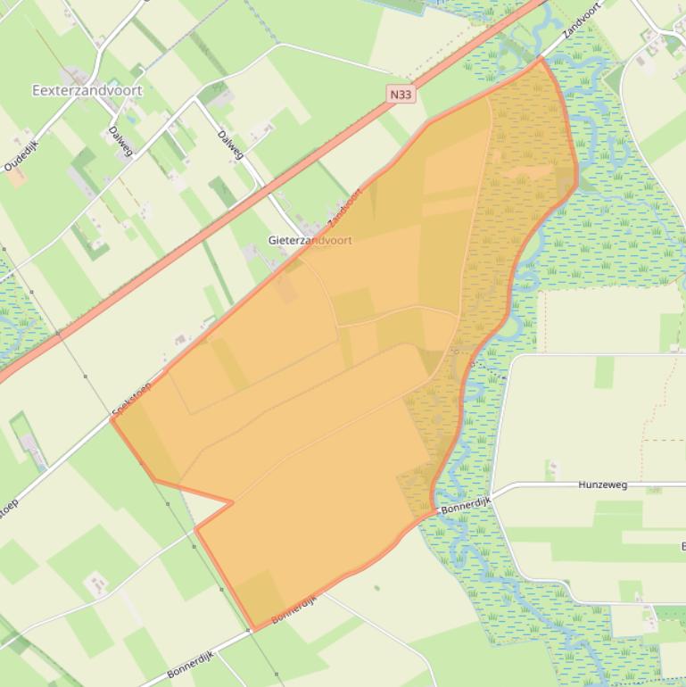 Kaart van postcodegebied 9461TB.