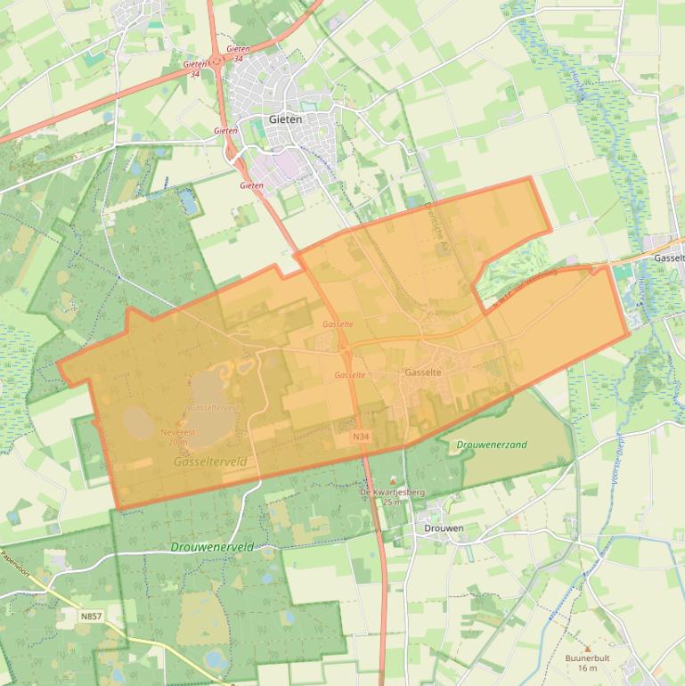 Kaart van postcodegebied 9462.