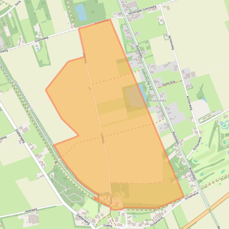 Kaart van postcodegebied 9462TK.