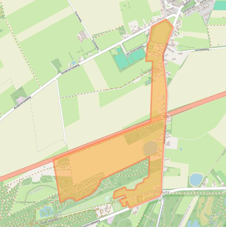 Kaart van postcodegebied 9463TJ.