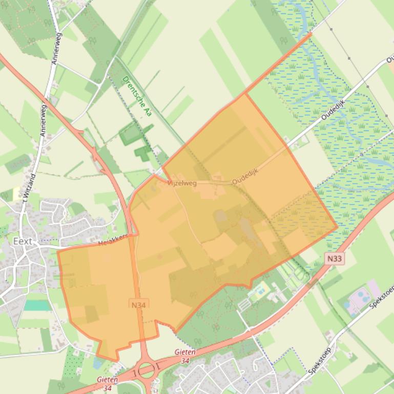 Kaart van postcodegebied 9463TM.