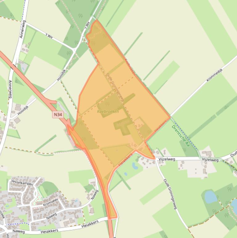 Kaart van postcodegebied 9463TN.