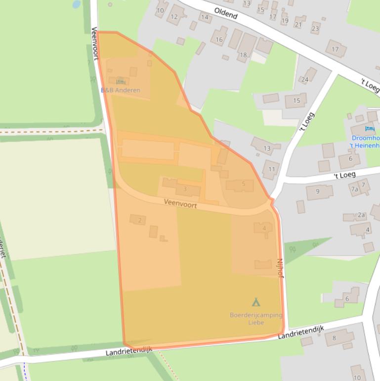 Kaart van postcodegebied 9465TN.