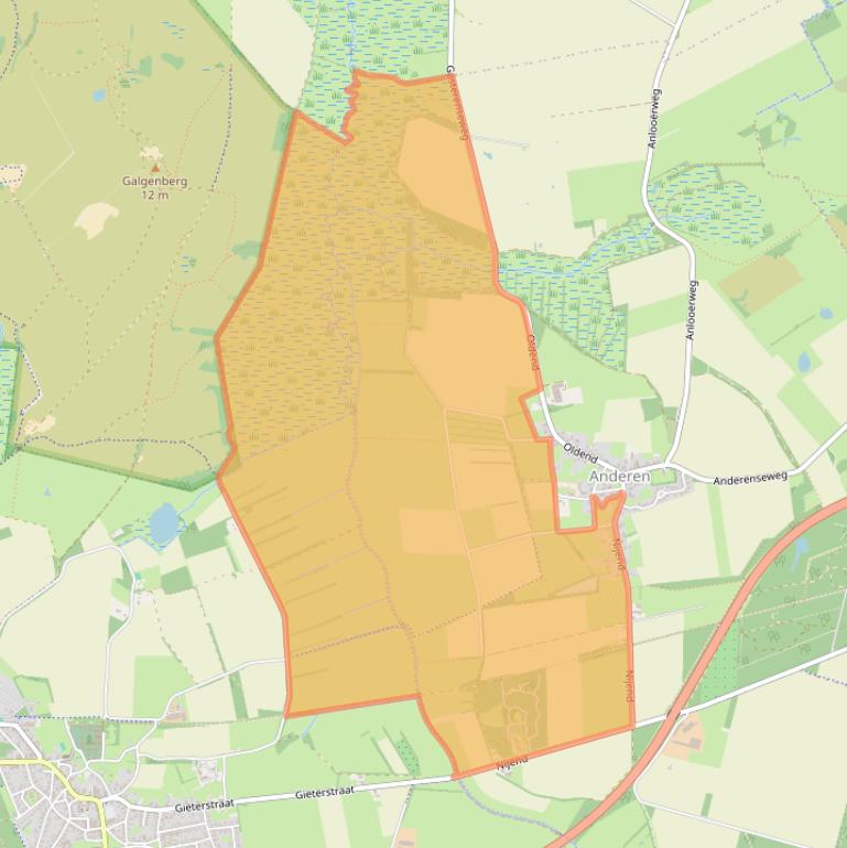 Kaart van postcodegebied 9465TR.