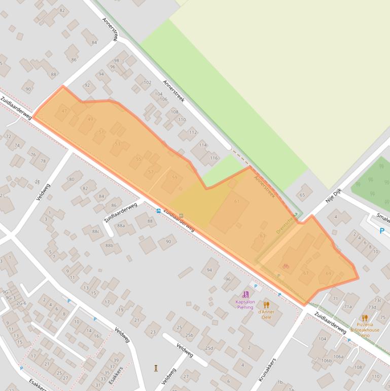 Kaart van postcodegebied 9468AC.