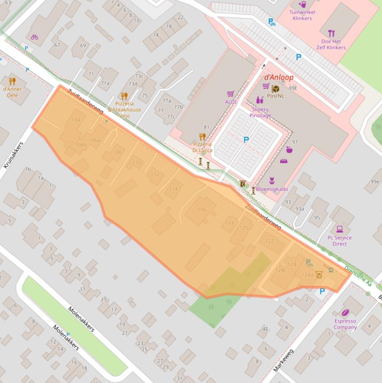 Kaart van postcodegebied 9468AJ.