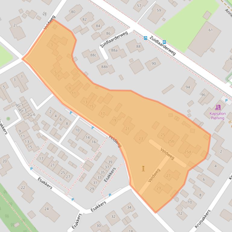 Kaart van postcodegebied 9468BA.