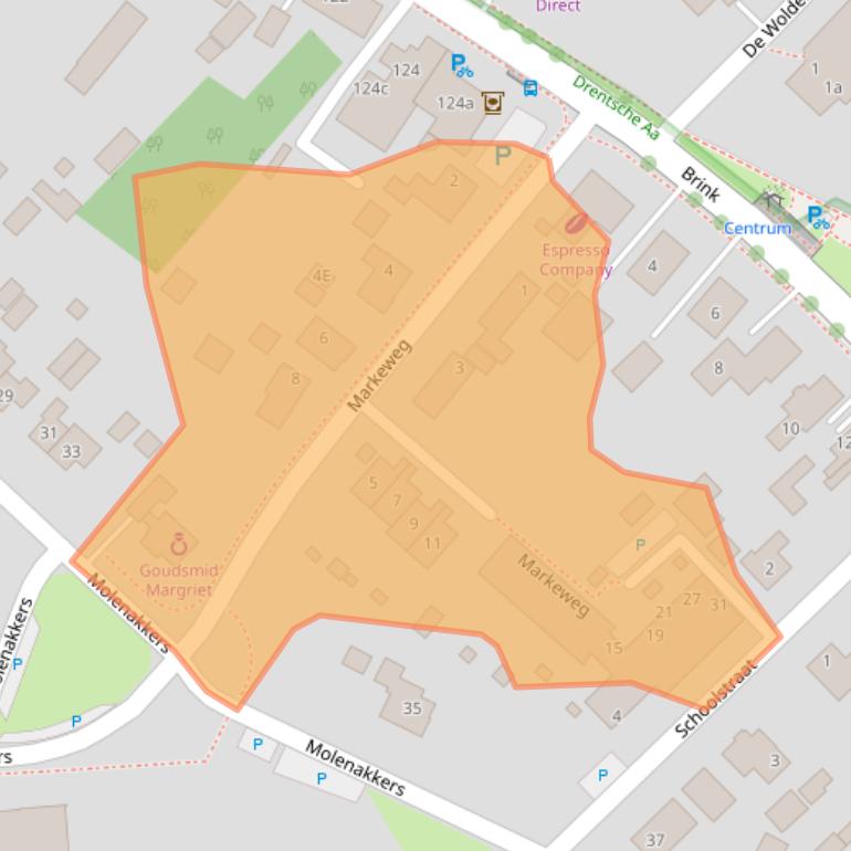 Kaart van postcodegebied 9468BN.