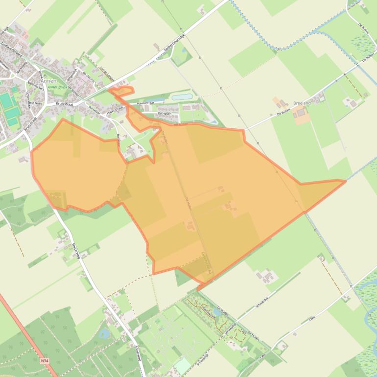 Kaart van postcodegebied 9468TE.