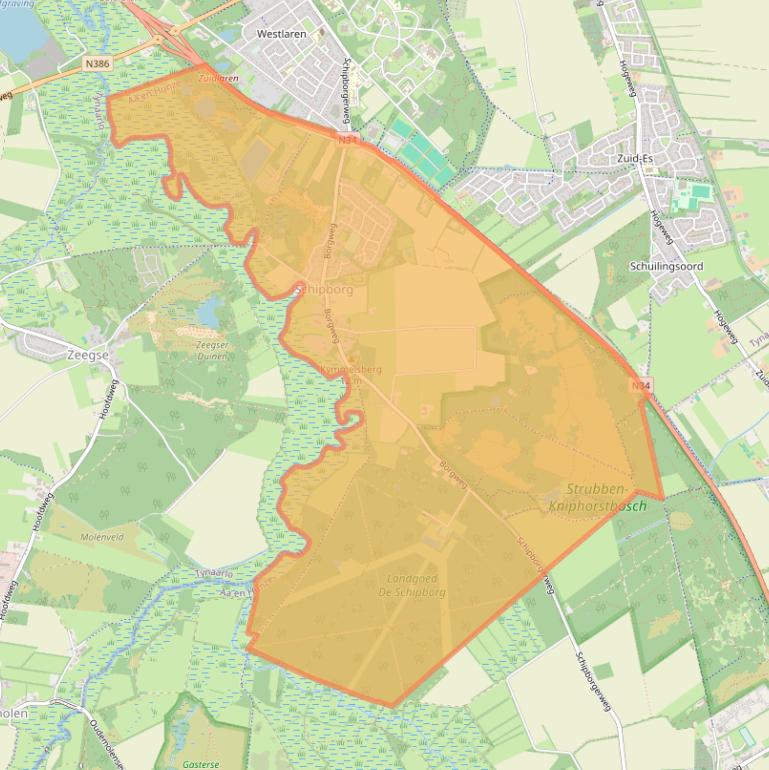 Kaartafbeelding, ingezoomd op postcodegebied 9469.