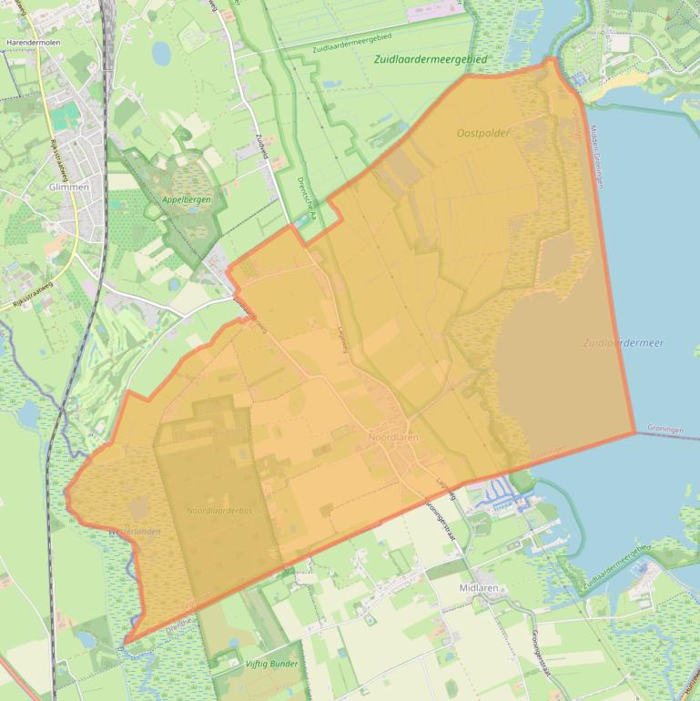 Kaartafbeelding, ingezoomd op postcodegebied 9479.